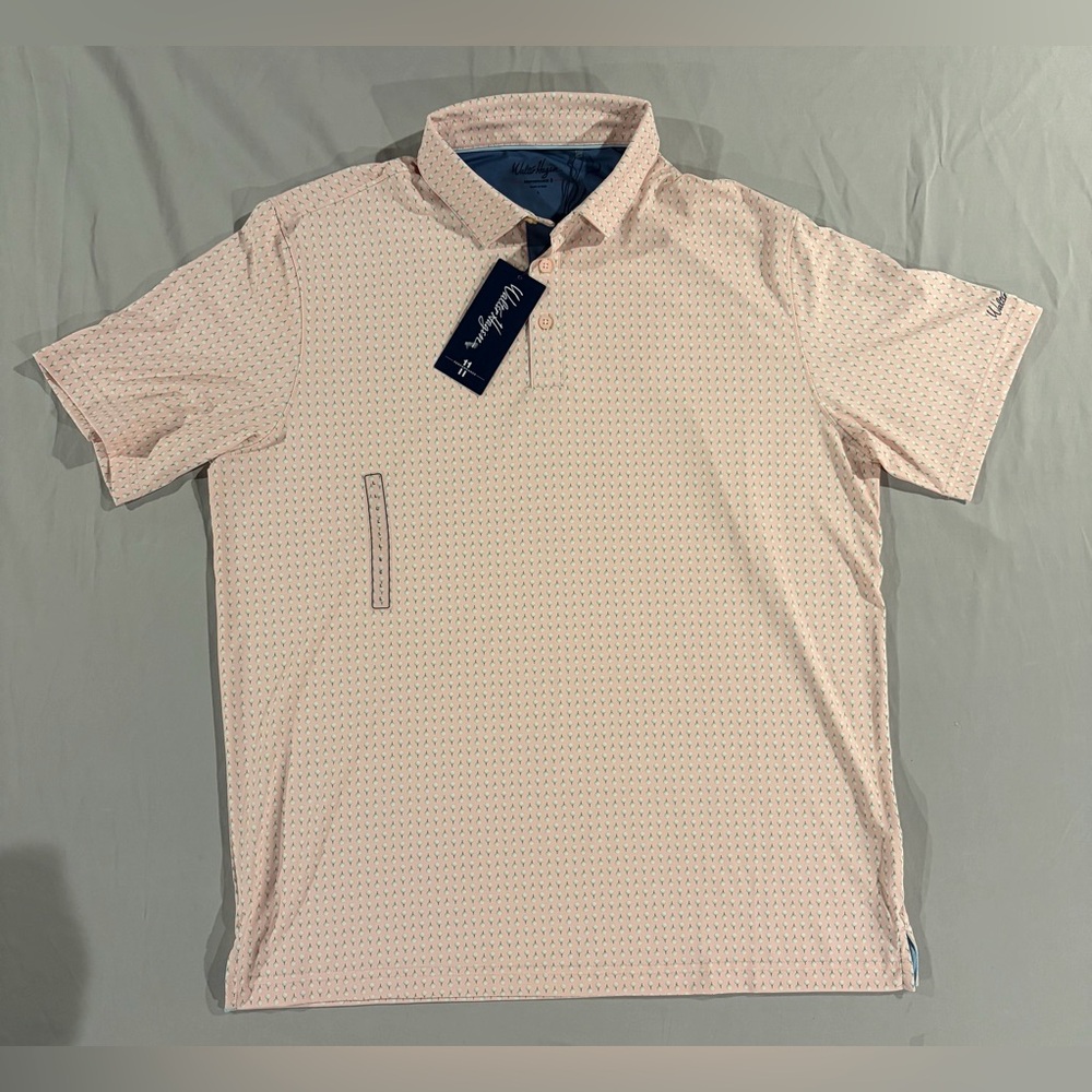 Walter Hagen Men's Retro Golfball Light Pink Polo Shirt Size Large